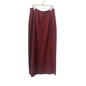 Eileen Fisher 100% Wool Red Brown Rib Pencil Midi Skirt Size M